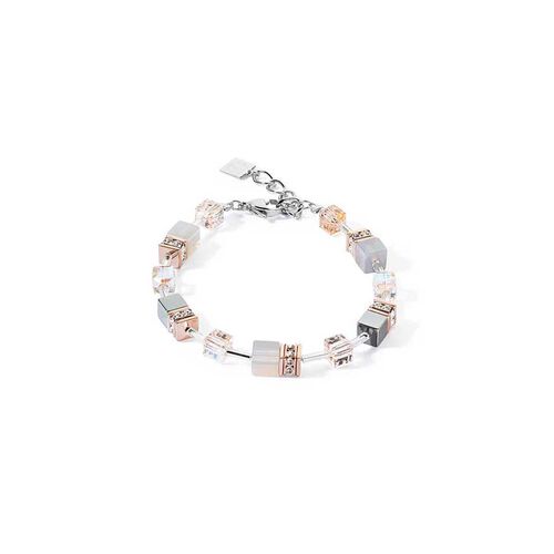 Coeur de Lion GeoCube&reg; Agate & Rose Gold Stainless Steel Bracelete